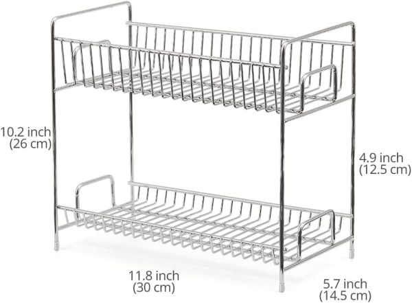 EZOWare 2-Tier Standing Spice Seasoning Rack, Jars Bottles Cans Storage Organizer Holder Shelf for Kitchen Pantry Bathroom Countertop - Chrome - SET OF 3 - 3 BOXES Cheap - Image 3