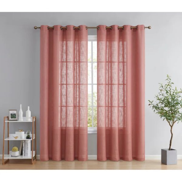 Aleksander Solid Semi-Sheer Grommet Curtain Panels, 54  W x 84  L (Set of 2) Cheap