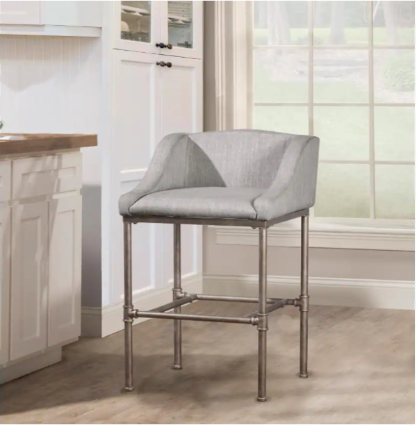 Dillon Metal 35.25 in. Textured Silver Counter Height Stool (SET OF 2) Hot on Sale
