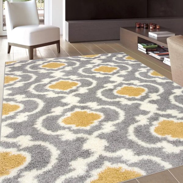 Hegwood Geometric Shag Area Rug in Mustard Yellow, Rectangle 5 3  x 7 3 For Cheap - Image 5