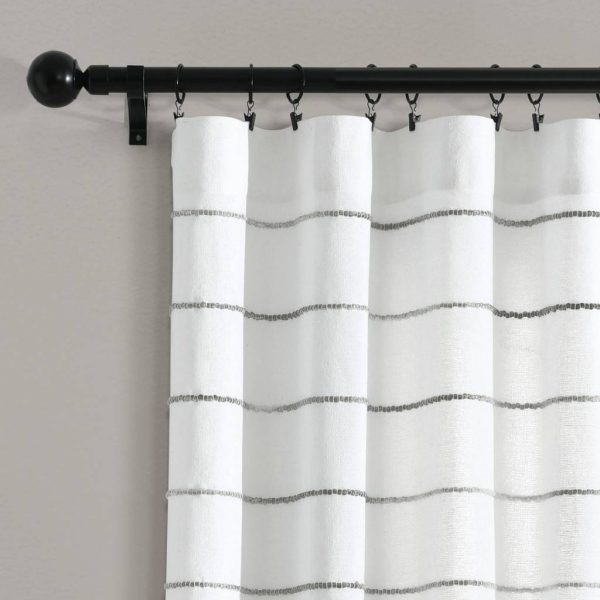 Ombre Stripe Yarn Dyed Cotton Window Curtain Panels Gray Multi 40X95 Set, Set of 2 curtain panels Online now - Image 2