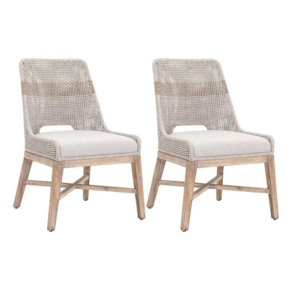 Tapestry Dining Chair, Taupe & White Flat Rope, Set of 2 Online