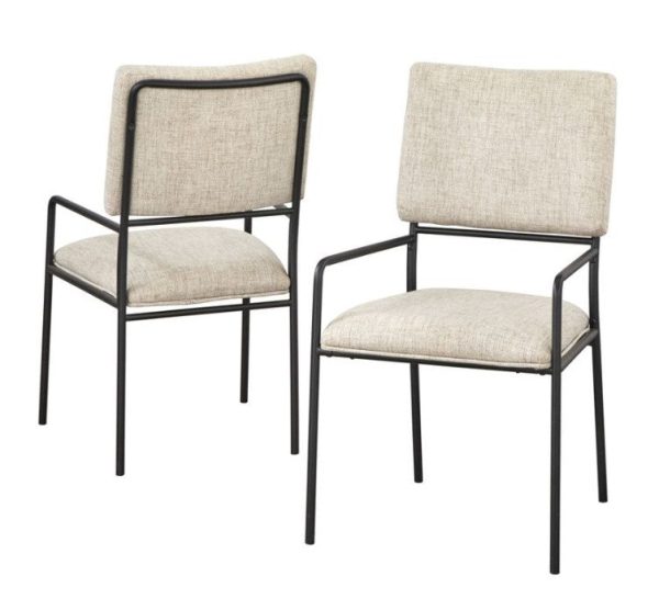 Set of 2 Indra Dining Chairs Cream Black For Cheap - Image 2