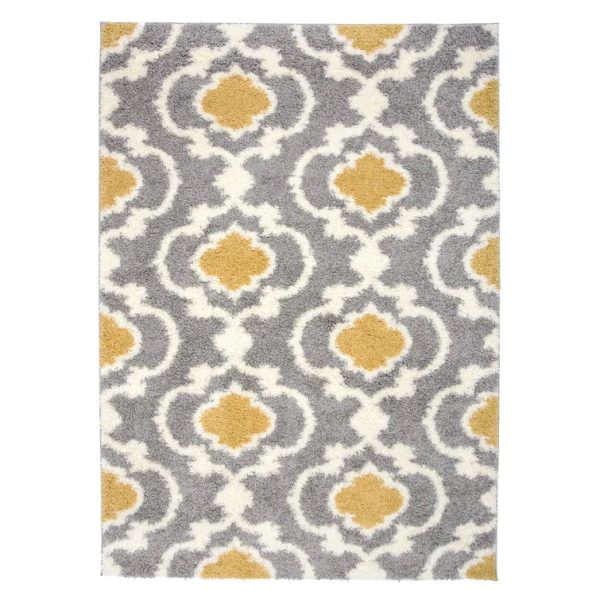 Hegwood Geometric Shag Area Rug in Mustard Yellow, Rectangle 5 3  x 7 3 For Cheap