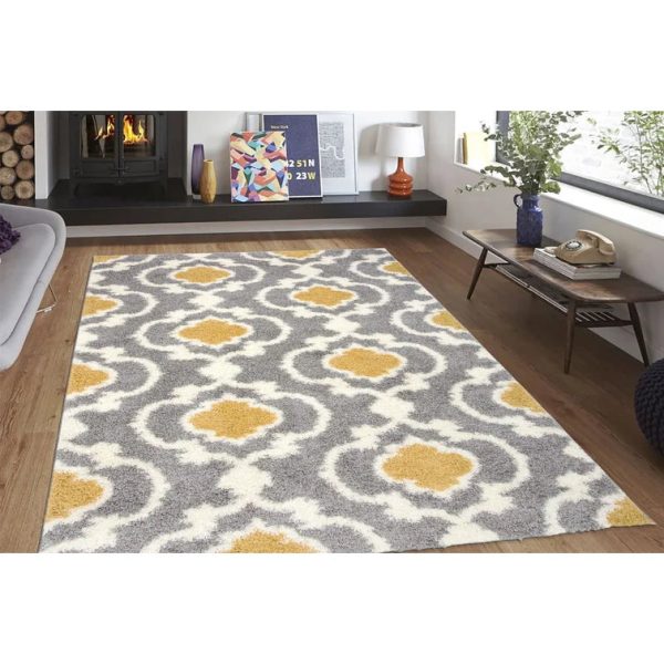 Hegwood Geometric Shag Area Rug in Mustard Yellow, Rectangle 5 3  x 7 3 For Cheap - Image 2