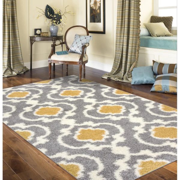 Hegwood Geometric Shag Area Rug in Mustard Yellow, Rectangle 5 3  x 7 3 For Cheap - Image 3